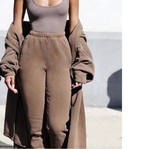 🆕JOAH BROWN XS/S 2PC COCOA FRENCH TERRY EMPIRE JOGGER + OVERSIZED CARDIGAN SET